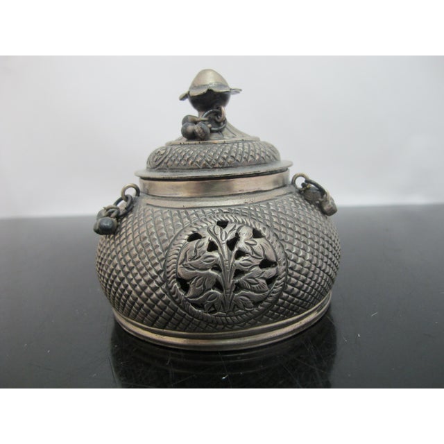 Indian Antique Southeast Asian Silver Betel Nut Censer Box or Incense Burner For Sale - Image 3 of 12