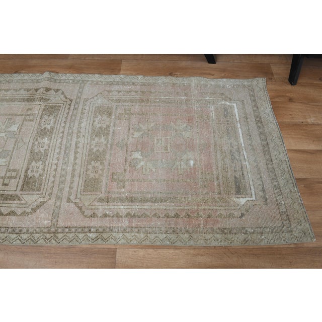 1970s Vintage Handmade Turkish Wool Cotton Beige Area Rug For Sale - Image 11 of 11
