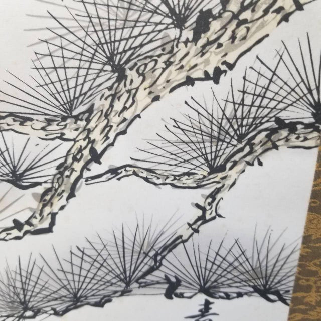 Traditional Japanese Vintage Scroll Painting Featuring Mount Fuji and Auspicious Cranes For Sale - Image 9 of 11