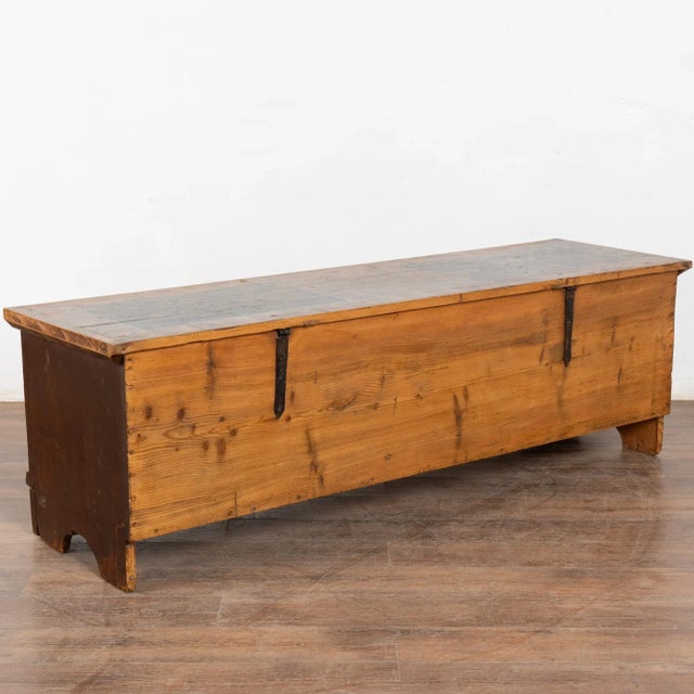 Early 20th Century Long Narrow Original Painted Trunk Bench With Storage Dated 1921 For Sale - Image 16 of 16