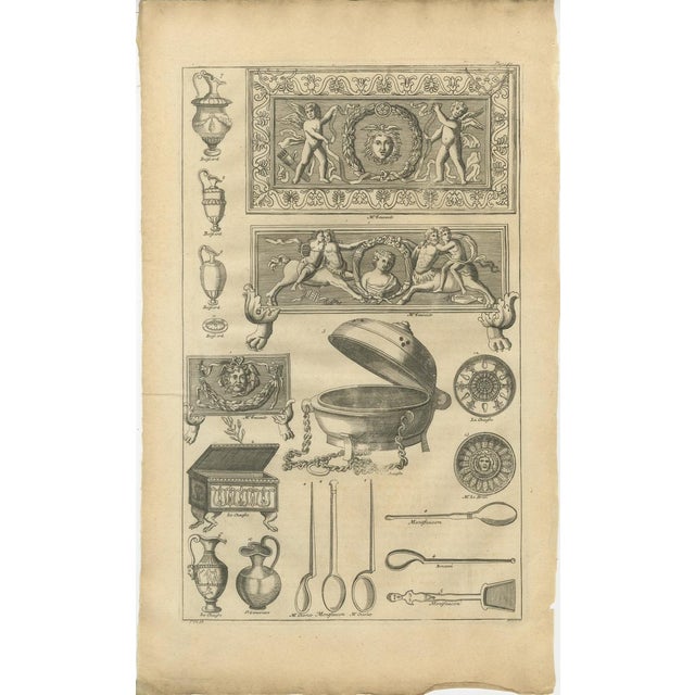 Bernard de Montfaucon, Roman Antiquities and Classical Decorative Arts, 1721, Paper Engraving For Sale - Image 3 of 9
