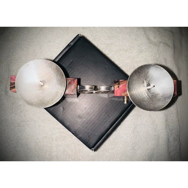 1970s Vintage 1970’ S Soviet Russian Modernist Rhodonite & 875 Silver Candle Holder For Sale - Image 5 of 12
