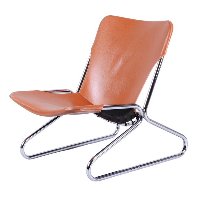 German Bauhaus Armchair in Leather by Lusch and Co West, 1970s For Sale
