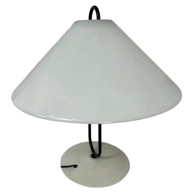 Space Age Mushroom Lamp with White Acrylic Shade and Metal Base For Sale - Image 6 of 8