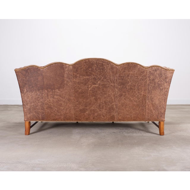Country English Style Distressed Leather and Walnut Sofa For Sale - Image 18 of 18