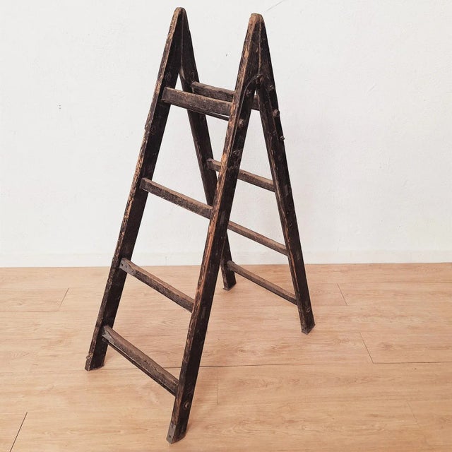 Wood Antique Decorative Wooden Ladder, 1910s For Sale - Image 7 of 7