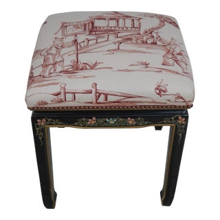 Chinoiserie Decorator Ottoman W. Brand New Upholstery For Sale