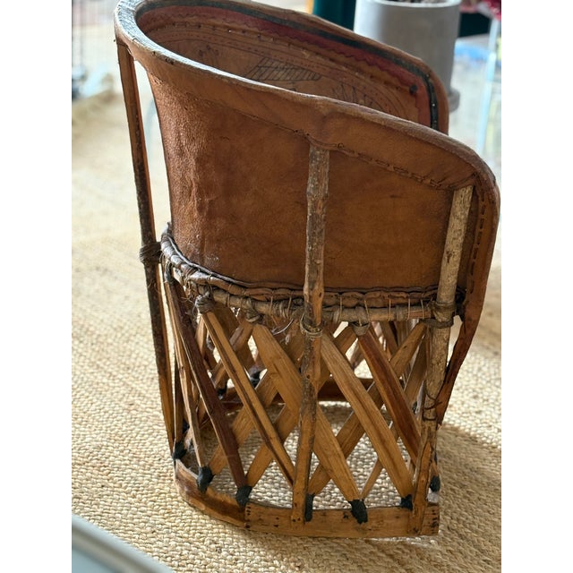 Mexican Vintage Equipale Folk Art Leather Chair From Mexico 1930’s-40’s For Sale - Image 3 of 11