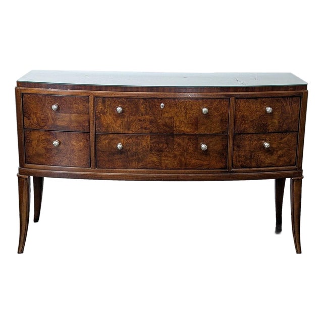 Thomasville Bow Front Burl Veneer Sideboard Buffet For Sale
