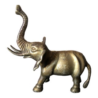 Vintage Brass Elephant Statue For Sale