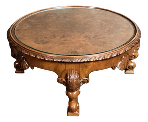 Round Walnut Coffee Table, 1950s