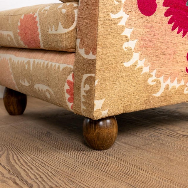 Wood Slipper Chair Upholstered in Suzani For Sale - Image 7 of 8