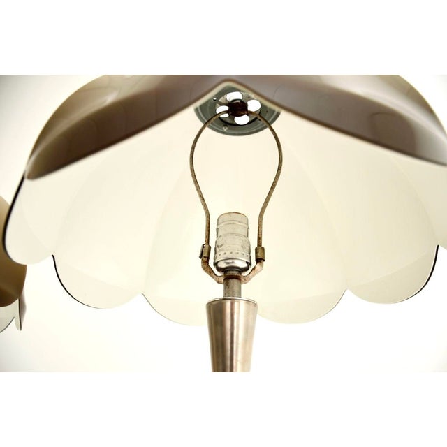 Brown Vintage Chrome and Acrylic Table Lamps in the style of Guzzini, 1970s, Set of 2 For Sale - Image 8 of 11