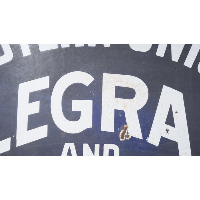 Early 20th Century Original Double Sided Porcelain Western Union Telegraph Sign For Sale In Chicago - Image 6 of 9