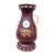 Antique Chinese Wine Red Lacquer Wood Vase With Bone and Jade Accents. For Sale