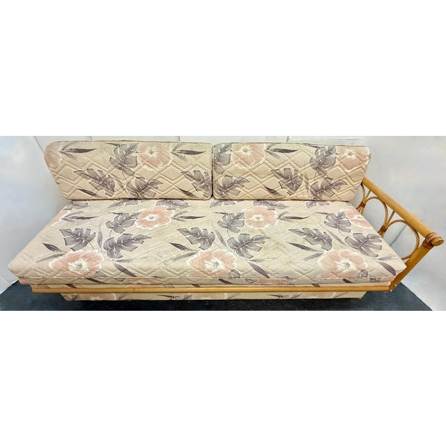 Mid-Century Modern Vintage Mid-Century Modern Rattan Daybed & Sleeper Sofa For Sale - Image 3 of 7
