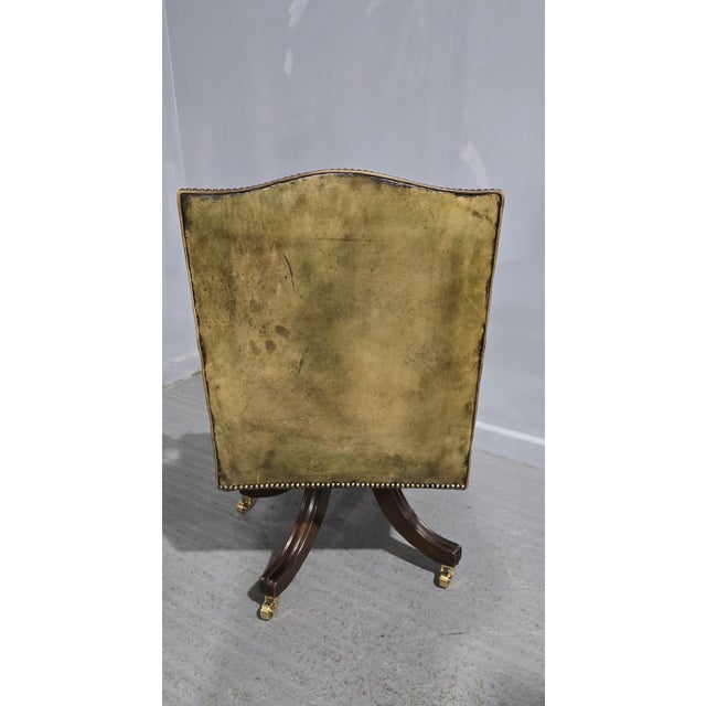 Forest Green Leather and Mahogany Office Desk Chair, 1920s For Sale - Image 8 of 12