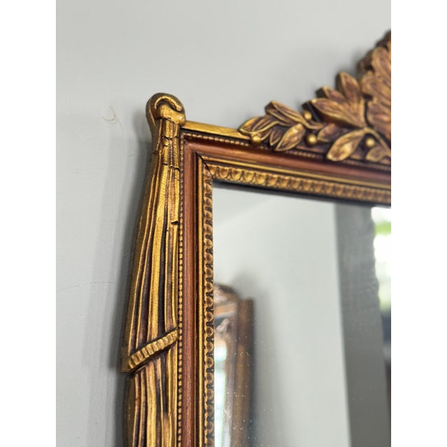 French Louis XVI Style Giltwood Wall Mirror With Crest For Sale - Image 3 of 9