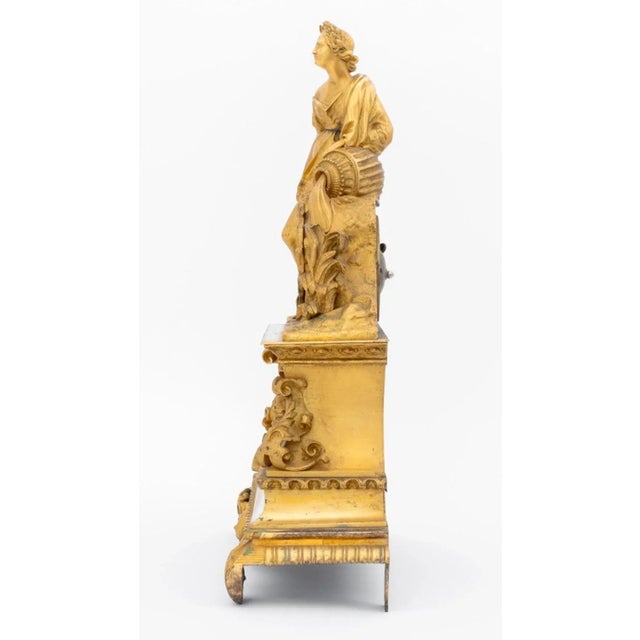 French Empire Gilt Bronze Figural Clock For Sale - Image 10 of 14