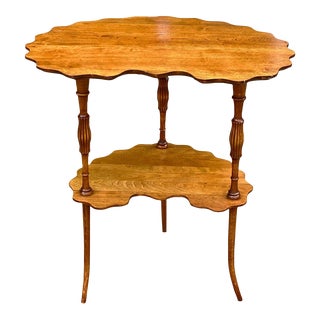 Antique Victorian Mahogany Scalloped Edge Parlor Side Table For Sale