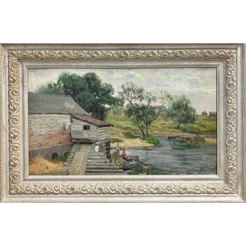 Andrey Ovcharov, Water Mill, Oil on Cardboard, 1955 For Sale - Image 9 of 9