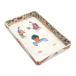 Antique 19th Century Chinese Export Famille Rose Porcelain Footed Tray
