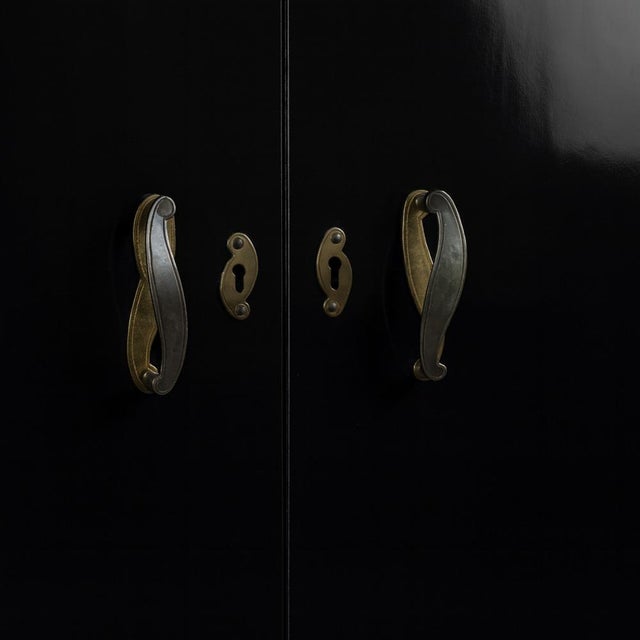 Art Deco Cabinet Black Lacquer Cupboard, 1940s For Sale - Image 4 of 9