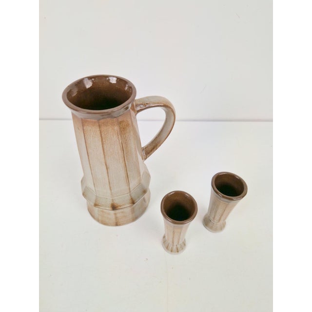 Cubist Studio Pottery Pitcher and Cups, 1950s, Set of 3 For Sale - Image 4 of 6