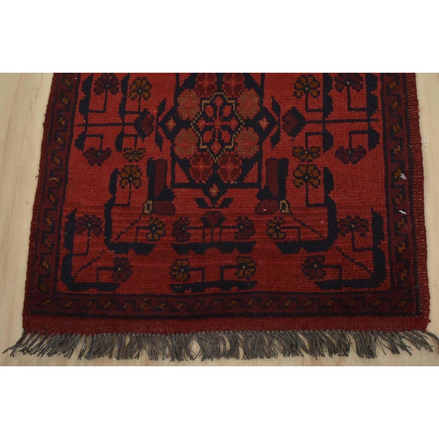 Turkmen Runner 1’10” X 4’10” Red Wool Tribal Hand-Knotted Oriental Rug For Sale In Philadelphia - Image 6 of 9