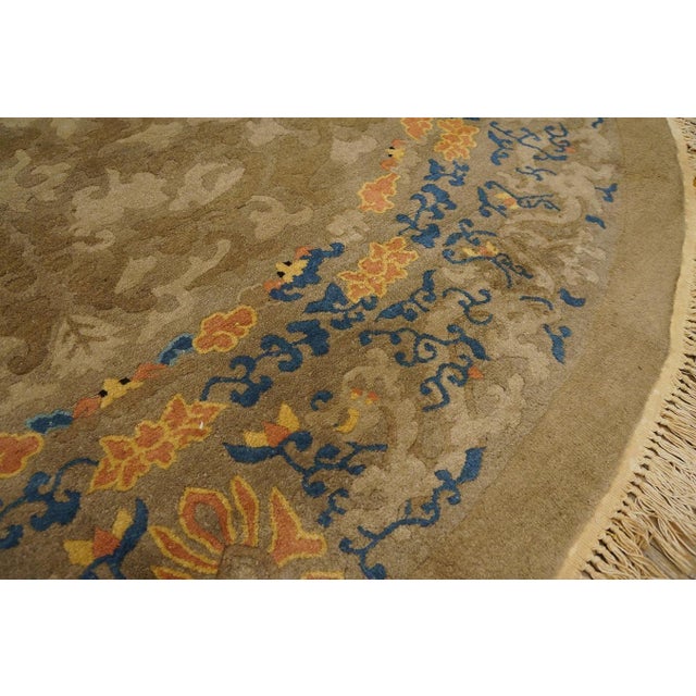 Excellent Tan-Camel Background in a Chinoiserie Pattern Antique Oval Chinese Peking Dragon Rug For Sale - Image 12 of 12