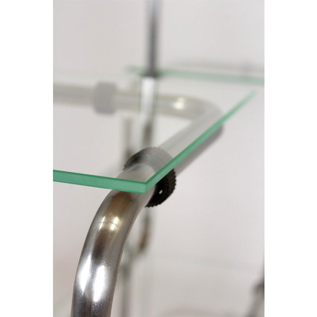 Metal Large Bauhaus Functionalist Plant Stand in Chromed Steel and Glass, Former Czechoslovakia, 1930s For Sale - Image 7 of 13