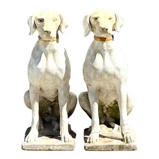 Vintage Cast Concrete Dogs - A Pair For Sale
