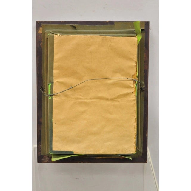 Antique Victorian Harp Design Flower Mourning Wreath Mahogany Shadow Box Frame For Sale - Image 9 of 11