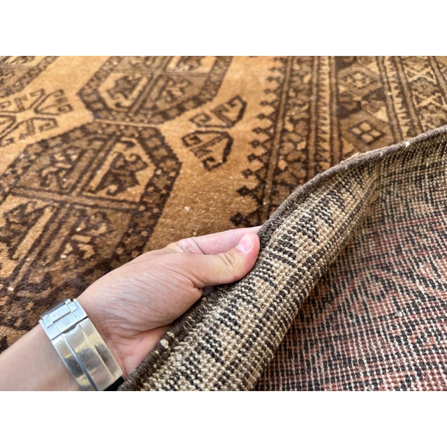 Terracotta Camel Afghan Ersari Hand-Knotted Wool Rug - 6'7" X 9'7" For Sale - Image 10 of 11