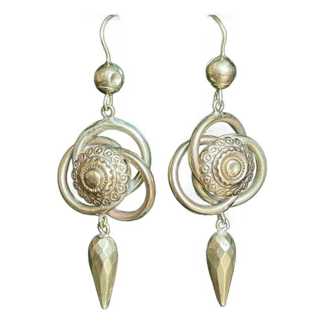 Late 19th Century Victorian Love Knot Drop Earrings: A Dance of Gold - 2 Pieces For Sale