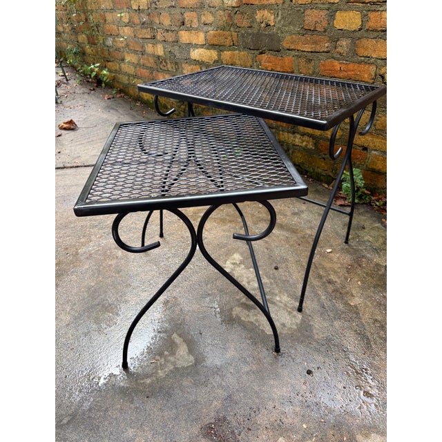 Metal Salterini Style Mid Century Modern Iron Nesting Tables, 2 Pieces For Sale - Image 7 of 8
