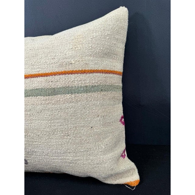 Contemporary Turkish Hemp Pillow Cushion Natural Beige Orange Cushion Cover 20x20 For Sale - Image 3 of 4