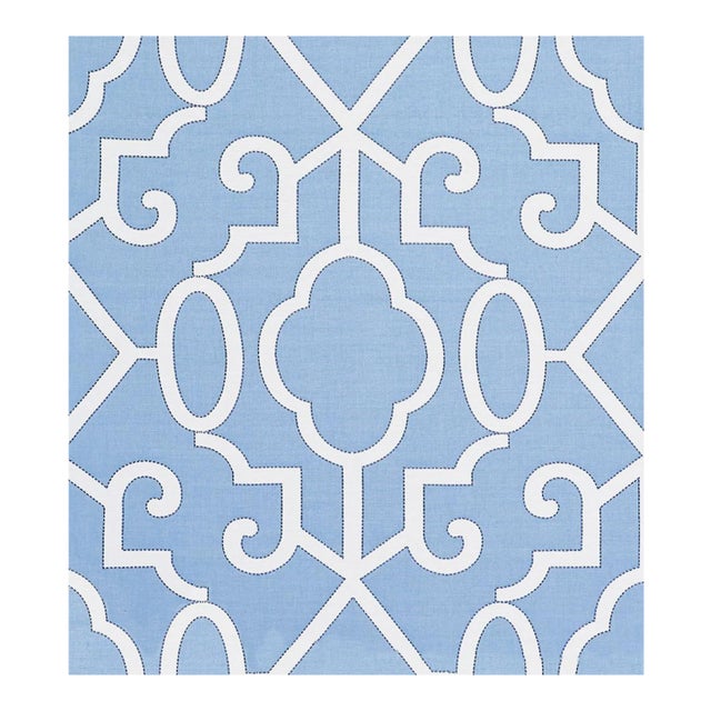 Sample - The House of Scalamandré Ming Fretwork Fabric, Delft For Sale