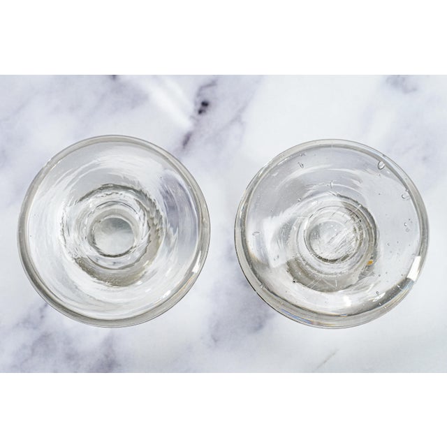Nice Pair of 19th Century Antique Handblown Large Clear Glass Decanters Barware For Sale - Image 9 of 16