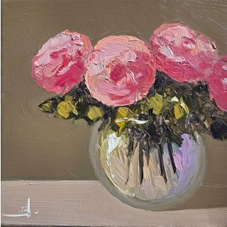 Pink Roses Oil Painting by Vivek Mandalia For Sale