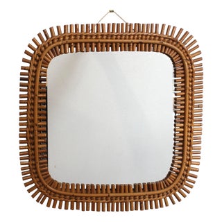 Vintage Italian Rattan Mirror, 1960s For Sale