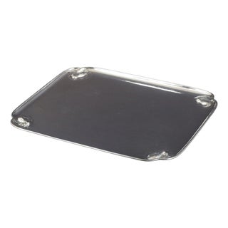 Rectangular Silver Tray with Magnolia Blossom Decoration from Georg Jensen, 1930s For Sale