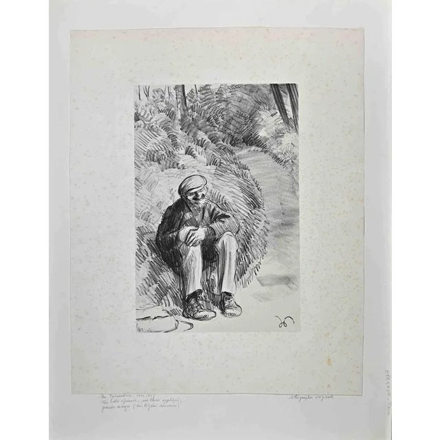Getting Rest is a lithograph realized by Paul Hermann in 1905 ca. Good conditions except for some foxings. Signed on...