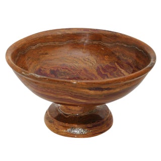 Saffron Brown Marble Pedestal Bowl For Sale