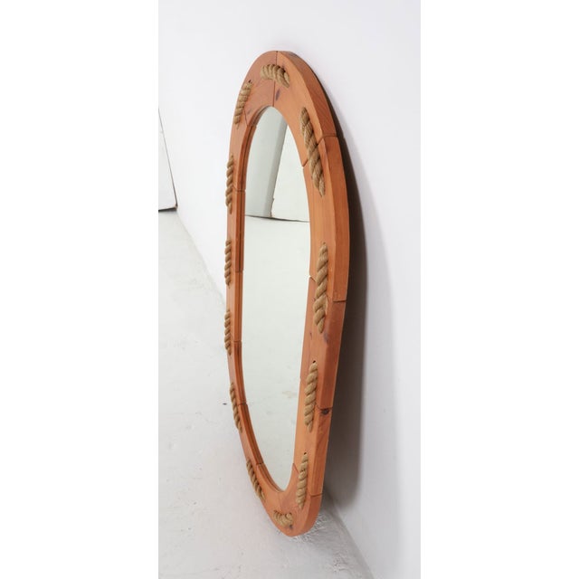 Mid-Century Modern Sven Larsson Pine Nautical Wall Mirror 1970s For Sale - Image 3 of 9