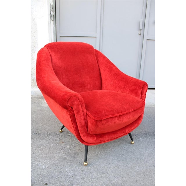 Armchairs in Red Velvet from Framar, 1950s, Set of 2 For Sale - Image 10 of 15