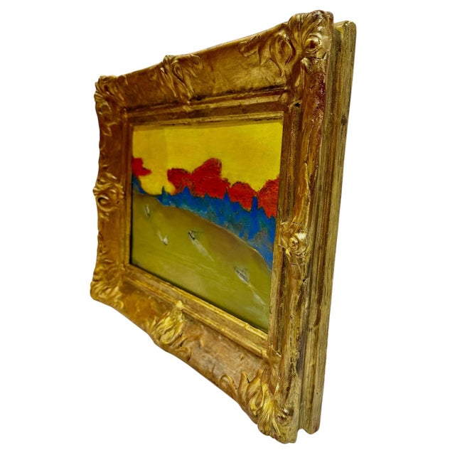 A vibrant oil on board by Israeli artist Abraham Pariente, created during the 1980s. The painting presents a colorful view...