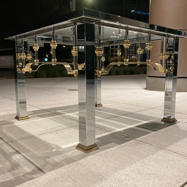 Chrome Brass & Glass Top End Tables Manner of Mastercraft - a Pair For Sale - Image 11 of 13