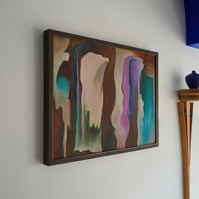 Burgundy "Profiles" by Walter E Cohen Jr (1912-2004) Abstract Expressionist Figural Framed Original Painting For Sale - Image 8 of 10