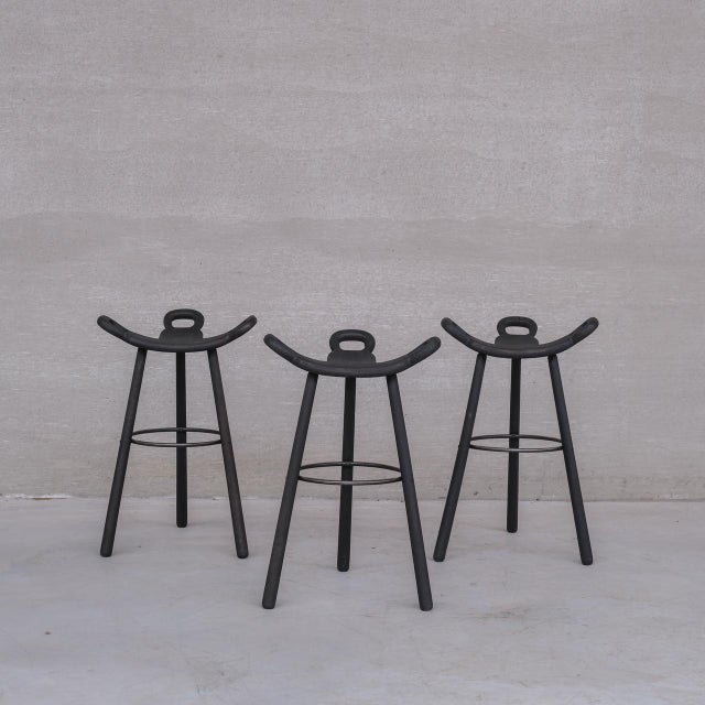 Mid-Century Stained Marbella Bar Stools, 1970s, Set of 3 For Sale - Image 9 of 9